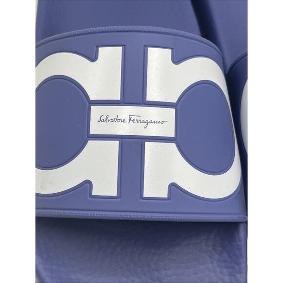 Salvatore Ferragamo Groove II Gancini Sports Pool Slides Purple Women Sz 7.5 US - Picture 5 of 16